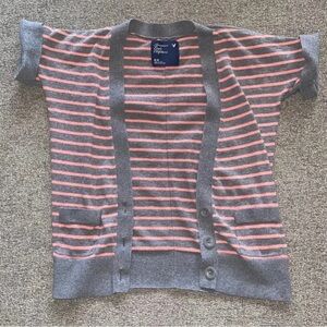 American Eagle Outfitters Gray and Pink Striped Cardigan